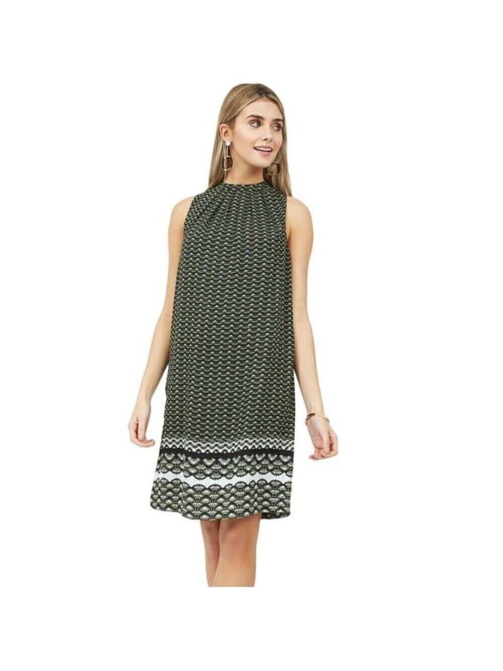 H&M Back Neck Tie Sleeveless Geometric Abstract Sheath Dress 6